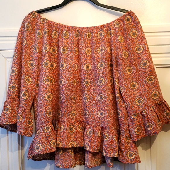NEW SANCTUARY Julia Print Crop Peasant Top Large - Picture 3 of 10